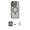 MARSİLYAN™- iPhone 15 Pro Max Kılıf Ahenk Klasik Özel Seri - Siyah Bilvis 0.18mm Plus Cam Ekran Koruyucu + PVD Metal Kamera Lens - GI