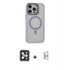 MARSİLYAN™- iPhone 15 Pro Max Kılıf Ahenk Klasik Özel Seri - Siyah Bilvis 0.18mm Plus Cam Ekran Koruyucu + Siyah PVD Metal Kamera Lens