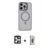 MARSİLYAN™- iPhone 15 Pro Max Kılıf Ahenk Klasik Özel Seri - Siyah Bilvis 3D Cam Ekran Koruyucu + PVD Metal Kamera Lens - LT