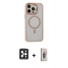 MARSİLYAN™- iPhone 15 Pro Max Kılıf Ahenk Klasik Özel Seri - Siyah Bilvis 3D Cam Ekran Koruyucu + PVD Metal Kamera Lens - SH