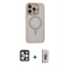 MARSİLYAN™- iPhone 15 Pro Max Kılıf Ahenk Klasik Özel Seri - Siyah Bilvis 3D Cam Ekran Koruyucu + PVD Metal Kamera Lens - LT