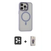 MARSİLYAN™- iPhone 15 Pro Max Kılıf Ahenk Klasik Özel Seri - Siyah Bilvis 3D Cam Ekran Koruyucu + PVD Metal Kamera Lens - SH