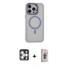 MARSİLYAN™- iPhone 15 Pro Max Kılıf Ahenk Klasik Özel Seri - Siyah Bilvis 3D Cam Ekran Koruyucu + PVD Metal Kamera Lens - GS