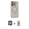 MARSİLYAN™- iPhone 15 Pro Max Kılıf Ahenk Klasik Özel Seri - Siyah Bilvis 3D Cam Ekran Koruyucu + PVD Metal Kamera Lens - GI