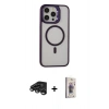 MARSİLYAN™- iPhone 15 Pro Max Kılıf Ahenk Klasik Özel Seri - Siyah Bilvis 3D Cam Ekran Koruyucu + Raze Metal Kamera Lens - TMGI