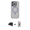 MARSİLYAN™- iPhone 15 Pro Max Kılıf Ahenk Klasik Özel Seri - Siyah Bilvis 3D Cam Ekran Koruyucu + Raze Metal Kamera Lens - TMGI