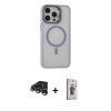 MARSİLYAN™- iPhone 15 Pro Max Kılıf Ahenk Klasik Özel Seri - Siyah Bilvis 3D Cam Ekran Koruyucu + Raze Metal Kamera Lens - GS