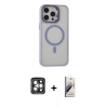 MARSİLYAN™- iPhone 15 Pro Max Kılıf Ahenk Klasik Özel Seri - Siyah Bilvis 3D Mat Cam Ekran Koruyucu + PVD Metal Kamera Lens - GI