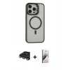 MARSİLYAN™- iPhone 15 Pro Max Kılıf Ahenk Klasik Özel Seri - Siyah Bilvis 3D Mat Cam Ekran Koruyucu + Raze Metal Kamera Lens - LT