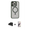 MARSİLYAN™- iPhone 15 Pro Max Kılıf Ahenk Klasik Özel Seri - Siyah Bilvis 3D Mat Cam Ekran Koruyucu + Raze Metal Kamera Lens - TMGI