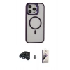 MARSİLYAN™- iPhone 15 Pro Max Kılıf Ahenk Klasik Özel Seri - Siyah Bilvis 3D Mat Cam Ekran Koruyucu + Raze Metal Kamera Lens - LT