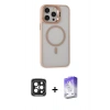 MARSİLYAN™- iPhone 15 Pro Max Kılıf Ahenk Klasik Özel Seri - Siyah Bilvis 5in1 3D Magic Cam Ekran Koruyucu + PVD Metal Kamera Lens - SH