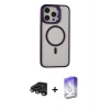 MARSİLYAN™- iPhone 15 Pro Max Kılıf Ahenk Klasik Özel Seri - Siyah Bilvis 5in1 3D Magic Cam Ekran Koruyucu + Raze Metal Kamera Lens - TMGI