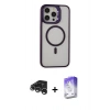 MARSİLYAN™- iPhone 15 Pro Max Kılıf Ahenk Klasik Özel Seri - Siyah Bilvis 5in1 3D Magic Cam Ekran Koruyucu + Raze Metal Kamera Lens - GS