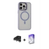 MARSİLYAN™- iPhone 15 Pro Max Kılıf Ahenk Klasik Özel Seri - Siyah Bilvis 5in1 3D Magic Cam Ekran Koruyucu + Raze Metal Kamera Lens - GS