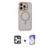 MARSİLYAN™- iPhone 15 Pro Max Kılıf Ahenk Klasik Özel Seri - Siyah Bilvis 5in1 3D Magic Cam Ekran Koruyucu + PVD Metal Kamera Lens - GS