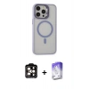 MARSİLYAN™- iPhone 15 Pro Max Kılıf Ahenk Klasik Özel Seri - Siyah Bilvis 5in1 3D Magic Cam Ekran Koruyucu + PVD Metal Kamera Lens - TU