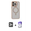 MARSİLYAN™- iPhone 15 Pro Max Kılıf Ahenk Klasik Özel Seri - Siyah Bilvis 5in1 3D Magic Cam Ekran Koruyucu + PVD Metal Kamera Lens - GI