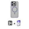 MARSİLYAN™- iPhone 15 Pro Max Kılıf Ahenk Klasik Özel Seri - Siyah Bilvis 5in1 3D Magic Cam Ekran Koruyucu + PVD Metal Kamera Lens - GS