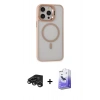 MARSİLYAN™- iPhone 15 Pro Max Kılıf Ahenk Klasik Özel Seri - Siyah Bilvis 5in1 5D Magic Hayalet Cam Ekran Koruyucu + Raze Metal Kamera Lens - TMGI