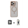 MARSİLYAN™- iPhone 15 Pro Max Kılıf Ahenk Klasik Özel Seri - Siyah Bilvis Hayalet Cam Ekran Koruyucu + PVD Metal Kamera Lens - GI