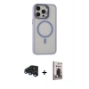 MARSİLYAN™- iPhone 15 Pro Max Kılıf Ahenk Klasik Özel Seri - Siyah Bilvis Hayalet Cam Ekran Koruyucu + Lacivert Raze Metal Kamera Lens