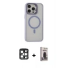 MARSİLYAN™- iPhone 15 Pro Max Kılıf Ahenk Klasik Özel Seri - Siyah Bilvis Hayalet Cam Ekran Koruyucu + PVD Metal Kamera Lens - LT