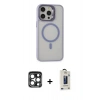 MARSİLYAN™- iPhone 15 Pro Max Kılıf Ahenk Klasik Özel Seri - Siyah Bilvis Hayalet Cam Ekran Koruyucu + PVD Metal Kamera Lens - LT
