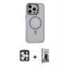 MARSİLYAN™- iPhone 15 Pro Max Kılıf Ahenk Klasik Özel Seri - Siyah Bilvis Hayalet Cam Ekran Koruyucu + PVD Metal Kamera Lens - GS