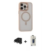 MARSİLYAN™- iPhone 15 Pro Max Kılıf Ahenk Klasik Özel Seri - Siyah Bilvis Hayalet Cam Ekran Koruyucu + Raze Metal Kamera Lens - SH
