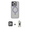 MARSİLYAN™- iPhone 15 Pro Max Kılıf Ahenk Klasik Özel Seri - Siyah Bilvis Hayalet Cam Ekran Koruyucu + PVD Metal Kamera Lens - SH