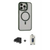 MARSİLYAN™- iPhone 15 Pro Max Kılıf Ahenk Klasik Özel Seri - Siyah Bilvis Hayalet Cam Ekran Koruyucu + Raze Metal Kamera Lens - TMGI