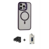 MARSİLYAN™- iPhone 15 Pro Max Kılıf Ahenk Klasik Özel Seri - Siyah Bilvis Hayalet Cam Ekran Koruyucu + Raze Metal Kamera Lens - TMGI
