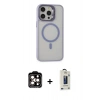 MARSİLYAN™- iPhone 15 Pro Max Kılıf Ahenk Klasik Özel Seri - Siyah Bilvis Hayalet Cam Ekran Koruyucu + PVD Metal Kamera Lens - TU