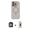 MARSİLYAN™- iPhone 15 Pro Max Kılıf Ahenk Klasik Özel Seri - Siyah Bilvis Hayalet Cam Ekran Koruyucu + PVD Metal Kamera Lens - TU