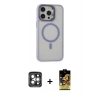 MARSİLYAN™- iPhone 15 Pro Max Kılıf Ahenk Klasik Özel Seri - Siyah Buffer Cam Ekran Koruyucu + PVD Metal Kamera Lens - GI