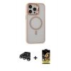 MARSİLYAN™- iPhone 15 Pro Max Kılıf Ahenk Klasik Özel Seri - Siyah Buffer Cam Ekran Koruyucu + Raze Metal Kamera Lens - GS