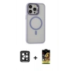 MARSİLYAN™- iPhone 15 Pro Max Kılıf Ahenk Klasik Özel Seri - Siyah Buffer Cam Ekran Koruyucu + Siyah PVD Metal Kamera Lens