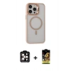 MARSİLYAN™- iPhone 15 Pro Max Kılıf Ahenk Klasik Özel Seri - Siyah Buffer Cam Ekran Koruyucu + PVD Metal Kamera Lens - TU