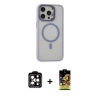 MARSİLYAN™- iPhone 15 Pro Max Kılıf Ahenk Klasik Özel Seri - Siyah Buffer Cam Ekran Koruyucu + PVD Metal Kamera Lens - TU