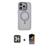 MARSİLYAN™- iPhone 15 Pro Max Kılıf Ahenk Klasik Özel Seri - Siyah Buffer Hayalet Cam Ekran Koruyucu + PVD Metal Kamera Lens - GI