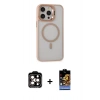 MARSİLYAN™- iPhone 15 Pro Max Kılıf Ahenk Klasik Özel Seri - Siyah Buffer Hayalet Cam Ekran Koruyucu + Turuncu PVD Metal Kamera Lens