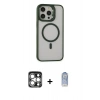 MARSİLYAN™- iPhone 15 Pro Max Kılıf Ahenk Klasik Özel Seri - Siyah Joko Magic 5D Cam + Gümüş PVD Metal Kamera Lens