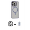 MARSİLYAN™- iPhone 15 Pro Max Kılıf Ahenk Klasik Özel Seri - Siyah Joko Magic 5D Cam + Gümüş PVD Metal Kamera Lens