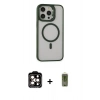 MARSİLYAN™- iPhone 15 Pro Max Kılıf Ahenk Klasik Özel Seri - Siyah Joko Magic 5D Hayalet Cam + PVD Metal Kamera Lens - TU