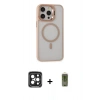 MARSİLYAN™- iPhone 15 Pro Max Kılıf Ahenk Klasik Özel Seri - Siyah Joko Magic 5D Hayalet Cam + PVD Metal Kamera Lens - SH