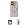 MARSİLYAN™- iPhone 15 Pro Max Kılıf Ahenk Klasik Özel Seri - Siyah Polymer Nano Ekran Koruyucu + PVD Metal Kamera Lens - GS