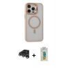 MARSİLYAN™- iPhone 15 Pro Max Kılıf Ahenk Klasik Özel Seri - Siyah Polymer Nano Ekran Koruyucu + Raze Metal Kamera Lens - GS