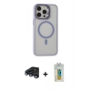 MARSİLYAN™- iPhone 15 Pro Max Kılıf Ahenk Klasik Özel Seri - Siyah Polymer Nano Ekran Koruyucu + Raze Metal Kamera Lens - LT