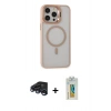 MARSİLYAN™- iPhone 15 Pro Max Kılıf Ahenk Klasik Özel Seri - Siyah Polymer Nano Ekran Koruyucu + Raze Metal Kamera Lens - LT
